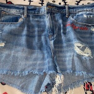 California Distressed Blue Denim Shorts